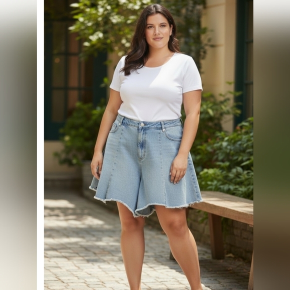 Cider Pants - 🫶Cider Light Wash Denim Skort Shorts